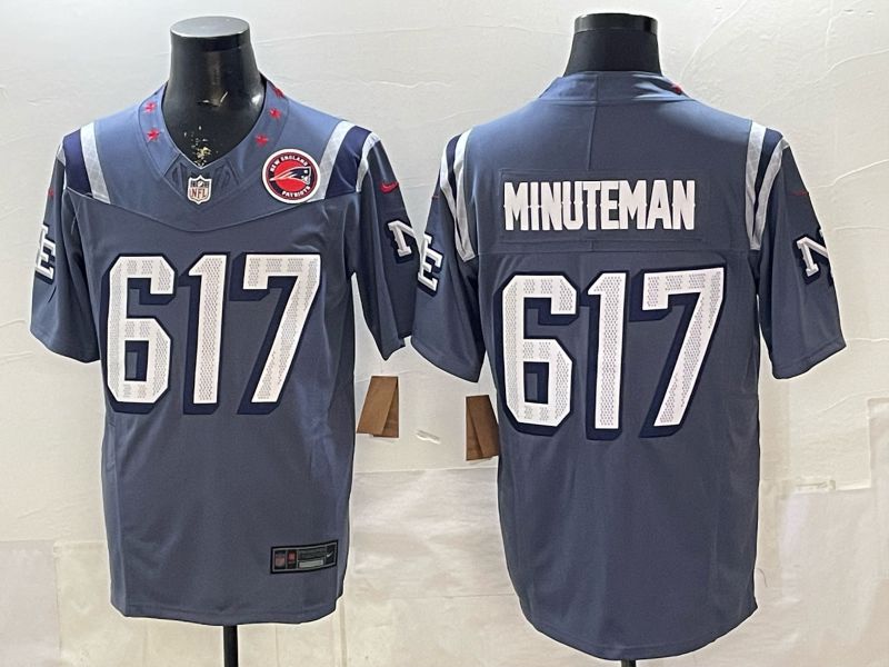 Men 2026 New England Patriots 617 Minuteman blue 5th generation Throwback Nike Limited NFL Jersey style 004